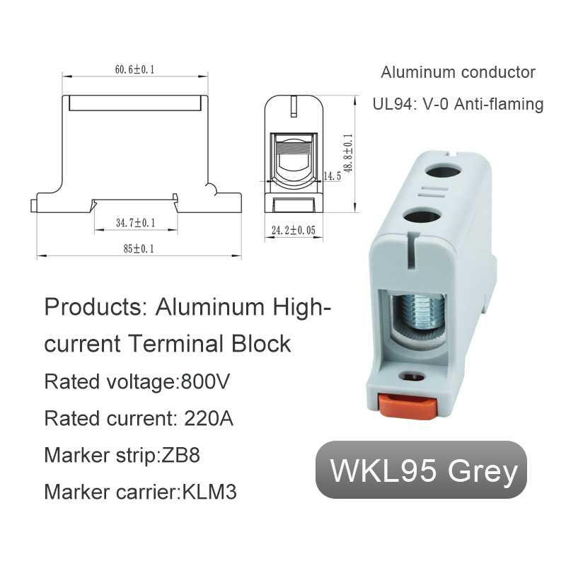 Bloc de borne en aluminium Din Rail